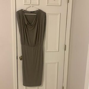 Forgivable fabric drape neck dress
